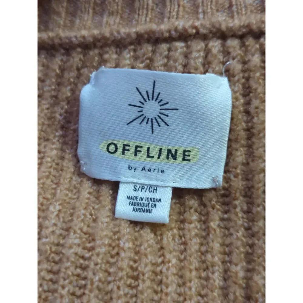 Offline by Aerie Sweater Woman's Size‎ Small Tan Twist Front Neutral Soft